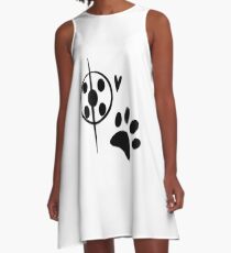 Miraculous Ladybug Chat Noir and Ladybug Signatures A-Line Dress