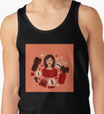 Shopping Autumn in Flat Design with Woman Tank Top