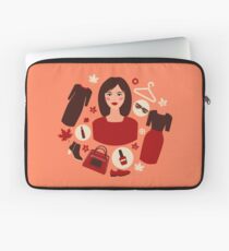 Shopping Autumn in Flat Design with Woman Laptop Sleeve