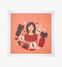 Shopping Autumn in Flat Design with Woman Scarf