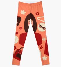 Shopping Autumn in Flat Design with Woman Leggings
