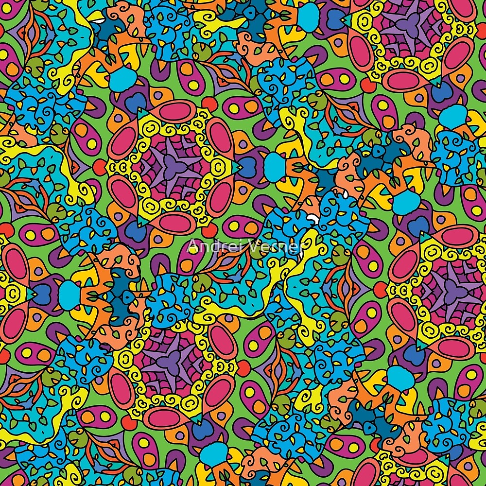 "Psychedelic jungle kaleidoscope ornament 34" by Andrei Verner Redbubble