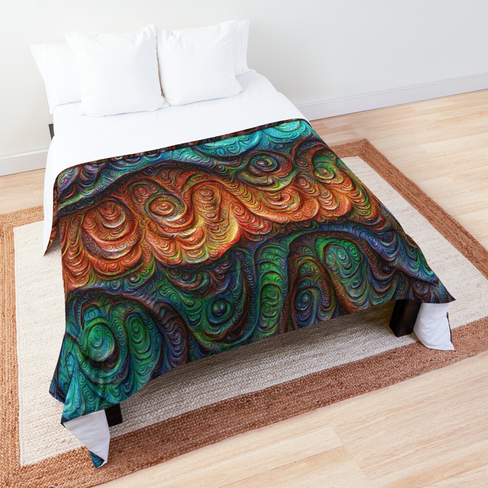 Frozen forest liquid lines and waves #DeepDream Comforter