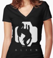 Alien Silhouette Women's Fitted V-Neck T-Shirt