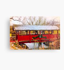 Gardner Village - Christmas Bridge Metal Print