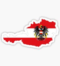 Austria Flag Map with Coat of Arms Sticker