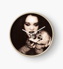 Gothic Girl with Skull Clock