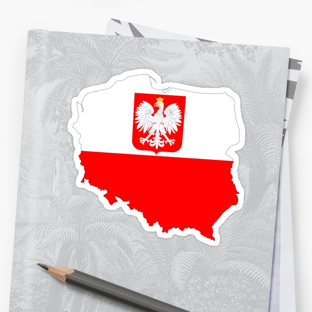 "Poland Flag Map with Coat of Arms" Sticker by limitlezz ...