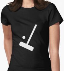 Croquet Mallet and Ball in White Silhouette Women's Fitted T-Shirt