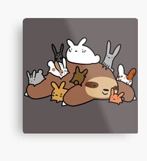 Bunnies and Sloth Metal Print