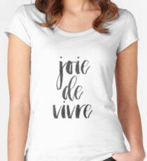 Joie De Vivre druckbare Wandkunst, druckbare Zitat, schwarz-weiß Print, Französisch Zitat Print, Typografie Wand Kunstdruck Tailliertes Rundhals-Shirt