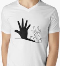 Rabbit Hand Shadow Men's V-Neck T-Shirt