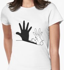 Rabbit Hand Shadow Fitted T-Shirt