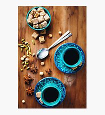 Hot Drink with Different Spices in Authentic Turkish Cups Photographic Print
