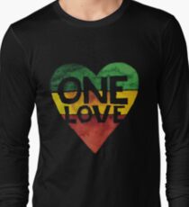 Camiseta de manga larga One Love Music Rasta Reggae Heart Peace Roots