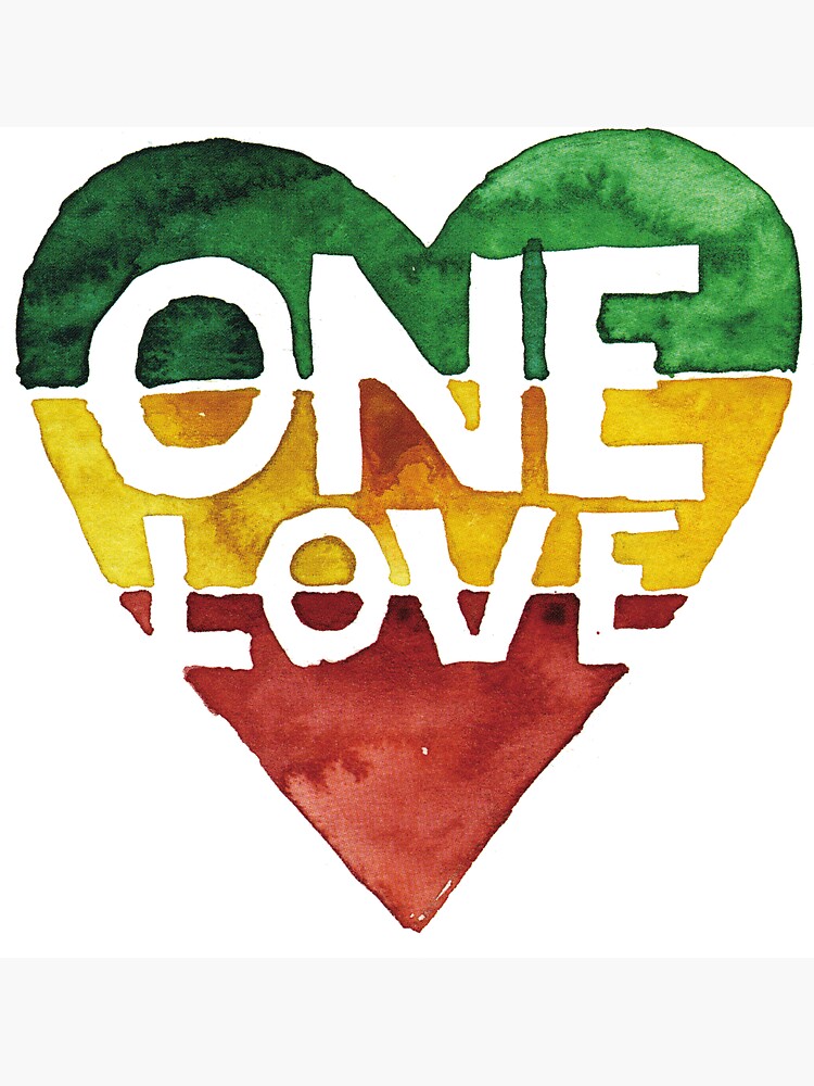 One Love Music Rasta Reggae Heart Peace Roots Sticker By Roarr Redbubble 1973