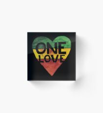 Eine Liebe Musik Rasta Reggae Herz Frieden Wurzeln Acrylblock