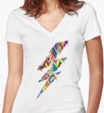 grafische Beleuchtung Shirt mit V-Ausschnitt