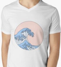 Camiseta para hombre de cuello en v onda estética