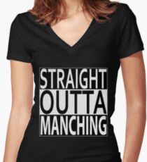 Straight Outta Manching Women's Fitted V-Neck T-Shirt
