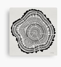 Tree Rings – Black on White Canvas Print