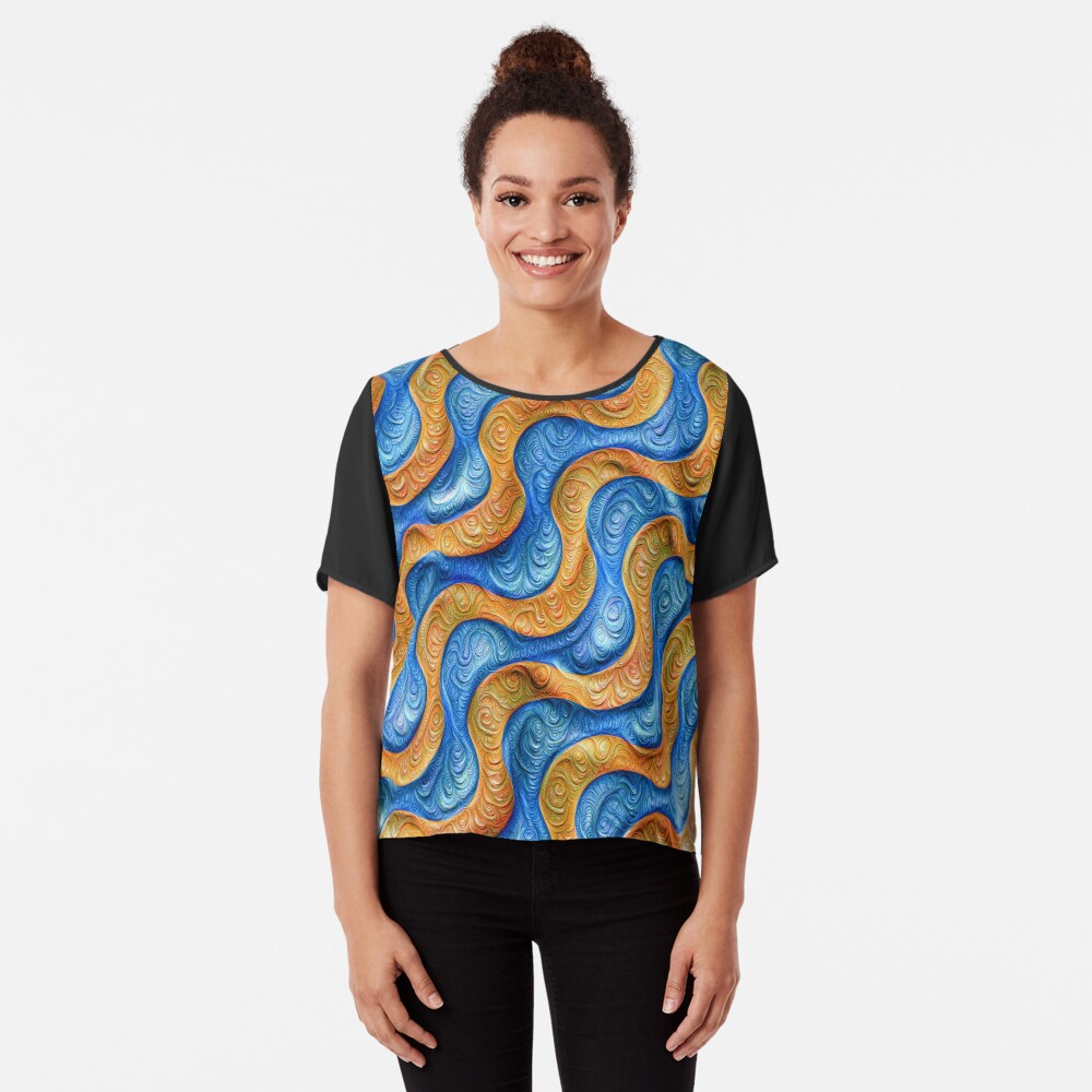 Frozen plasticine liquid lines and waves #DeepDream Chiffon Top