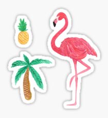 Tropical Trio Flamingo Pineapple Palm Tree Sticker