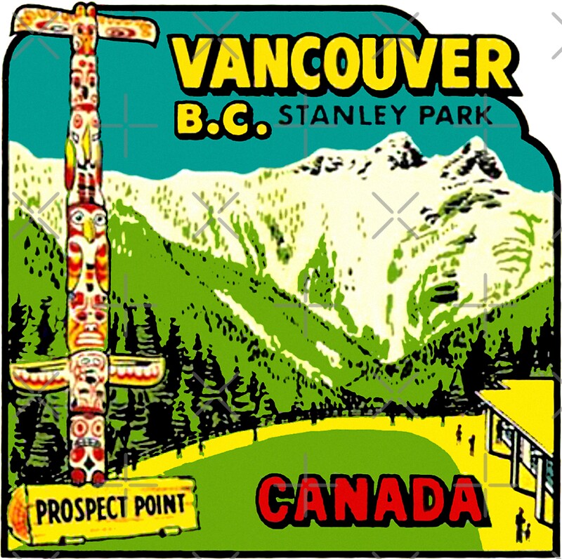 "Vancouver BC Stanley Park Vintage Travel Decal" Stickers by hilda74