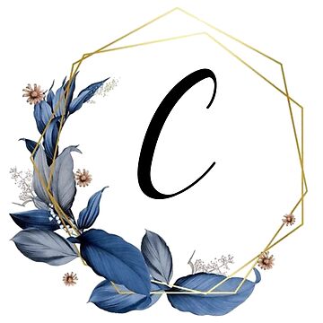 Pretty Gold Monogram Letter C Blue - Monogram C - Magnet