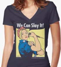 Buffy the Riveter Women's Fitted V-Neck T-Shirt