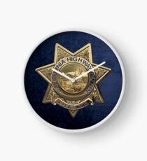 California Highway Patrol - CHP Police Officer Badge over Blue Velvet Clock