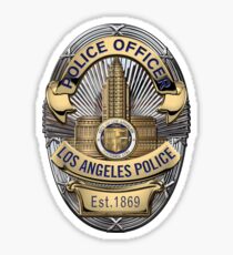 Los Angeles Police Department - LAPD Police Officer Badge over White Leather Sticker