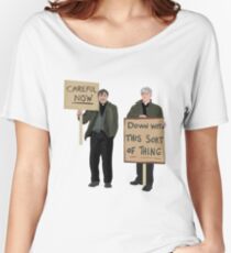 "DOWN WITH THIS SORT OF THING...Careful Now" Women's Relaxed Fit T-Shirt