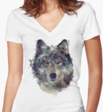 Wolf // Persevere Women's Fitted V-Neck T-Shirt