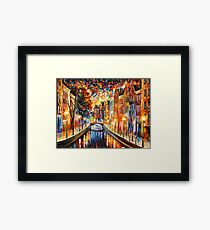 AMSTERDAM - NIGHT CANAL - Leonid Afremov Framed Print