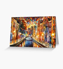 AMSTERDAM - NACHTKANAL - Leonid Afremov Grußkarte