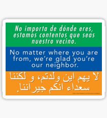 Welcome Your Neighbors (Arabic, English, Spanish) Sticker