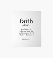 Hebrews 11:1 Faith Definition Black & white Bible verse Art Board