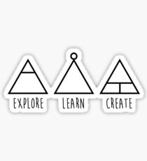 Erforsche, lerne und erschaffe minimalistische Symbole Sticker