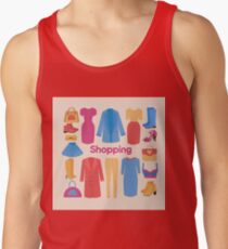 Shopping and Beauty Set in Flat Design Tank Top