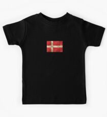 Vintage Aged and Scratched Danish Flag Kids Tee