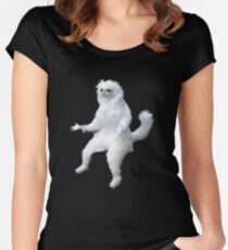 Persian Cat Room Guardian Meme Women's Fitted Scoop T-Shirt