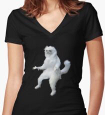 Persian Cat Room Guardian Meme Women's Fitted V-Neck T-Shirt