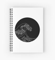 black and white wave Spiral Notebook