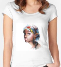 Afrikanerin Tailliertes Rundhals-Shirt