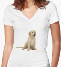 Cute Golden Retriever Women's Fitted V-Neck T-Shirt
