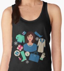 Shopping Winter in Flat Design with Woman Women's Tank Top