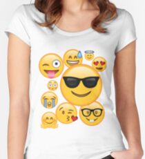 Emoji Pack ComboT-shirt Emoticon Smily Face Tshirt Women's Fitted Scoop T-Shirt