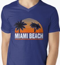 Miami Paradise Beach TShirt Maimi Beach Sun Sand T-Shirt Men's V-Neck T-Shirt