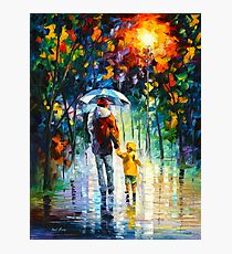 RAINY WALK WITH DADDY - Leonid Afremov Photographic Print